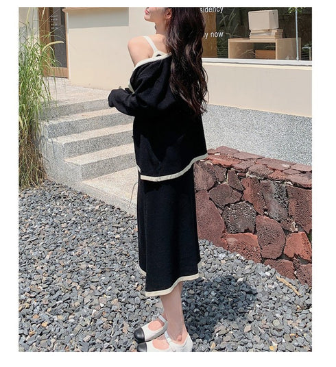 Knitted Dress With Cardigan Sets